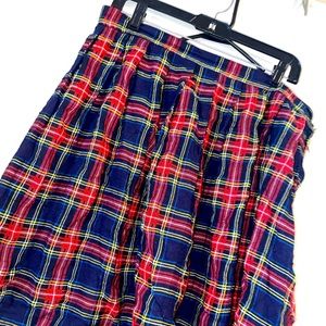 Vintage Plaid Pleated Skirt! Plus Size